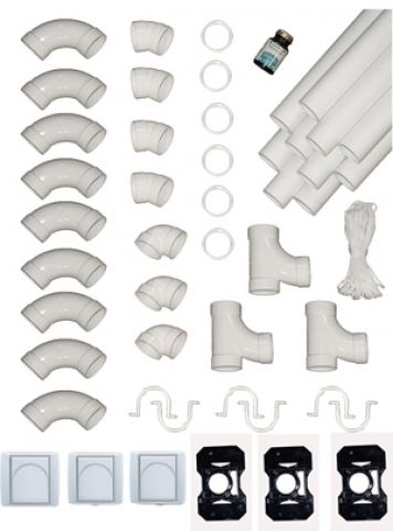 Installationsset - 3 Saugsteckdosen, 18 m Rohr - KIT-NEW-3-ABB